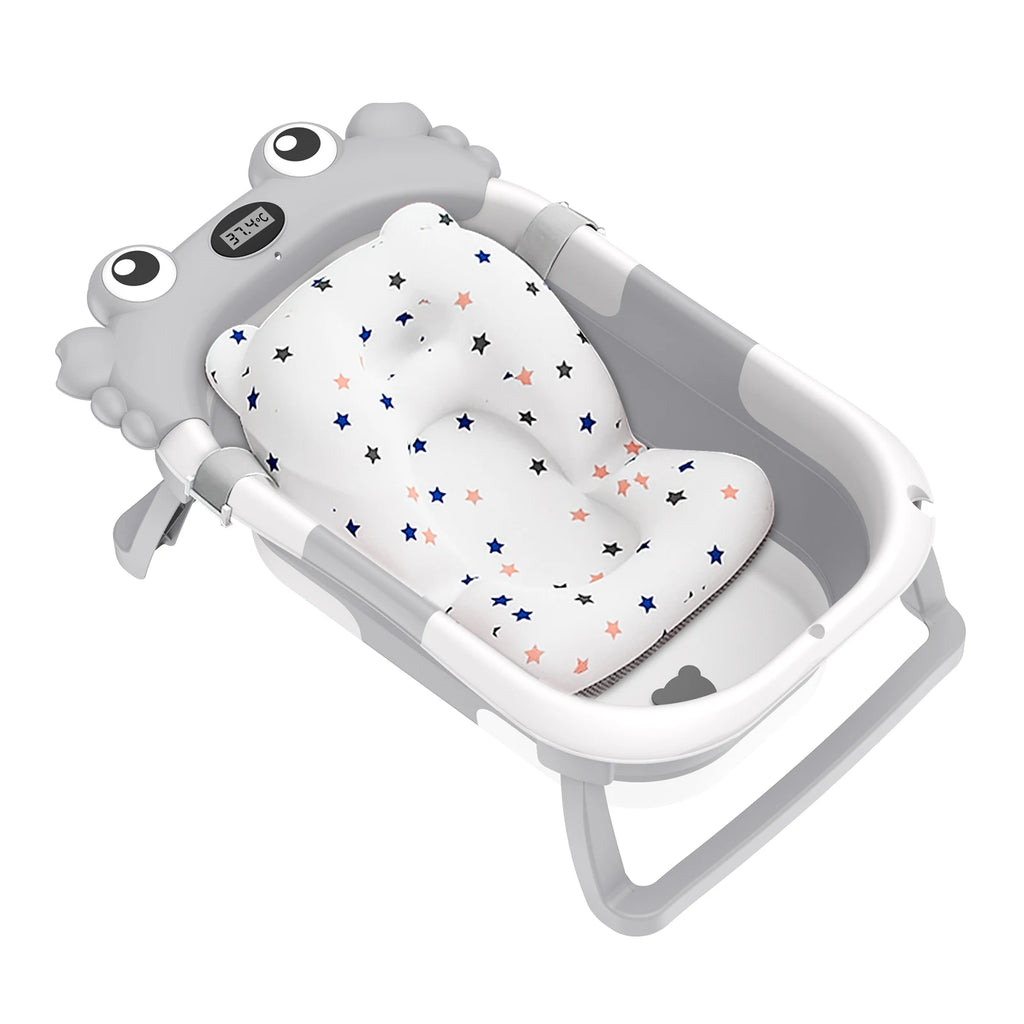 Baignoire pliable pour bébé avec thermomètre, tapis de bain antidérapant, coussin de soutien, baignoire de douche portable pour nouveau-né de 0 à 15 mois, piscine de bain de voyage