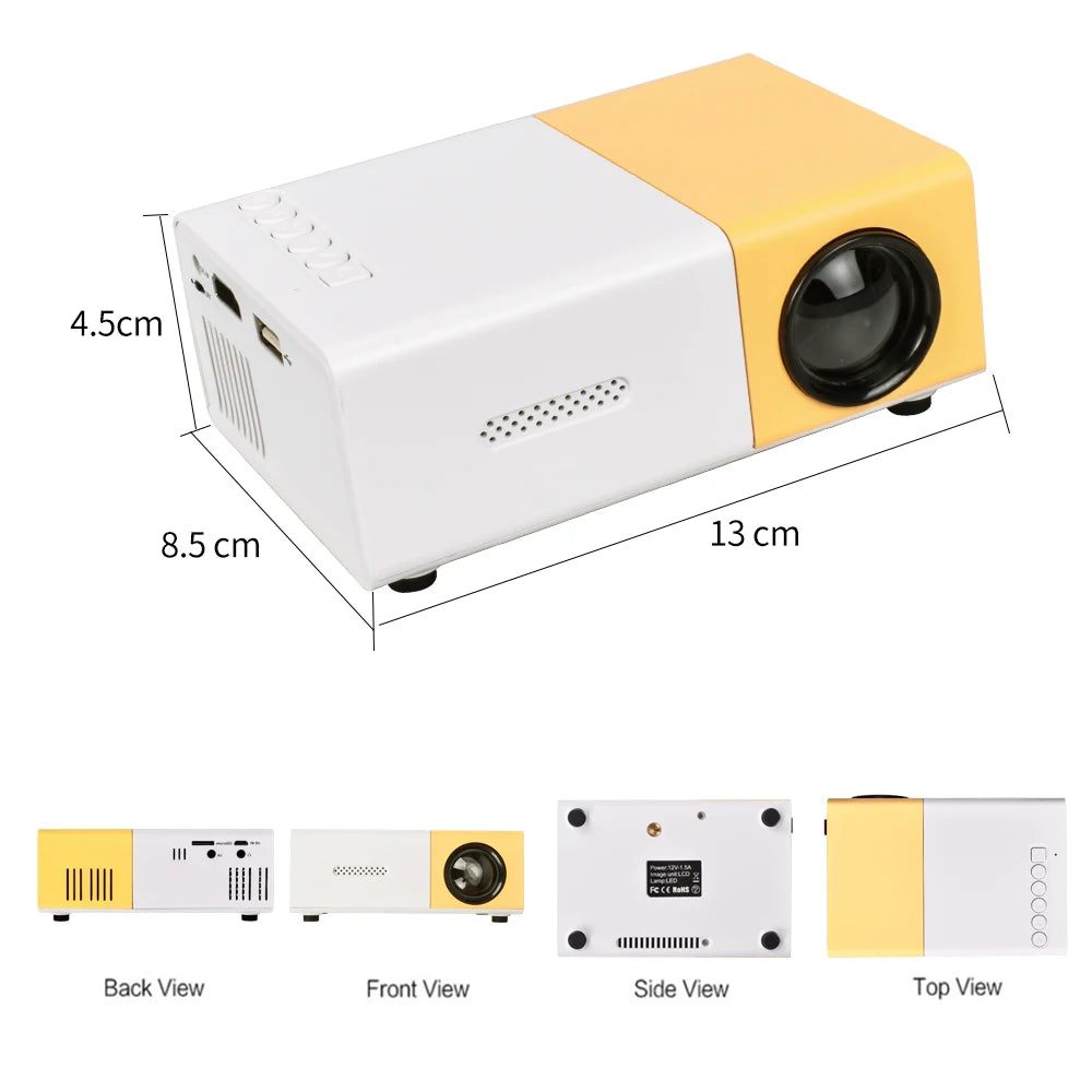 Salange YG300 Mini projecteur LED Yg300 Version améliorée 600 lumens 320x240P HDMI USB Audio lecteur multimédia domestique projecteur