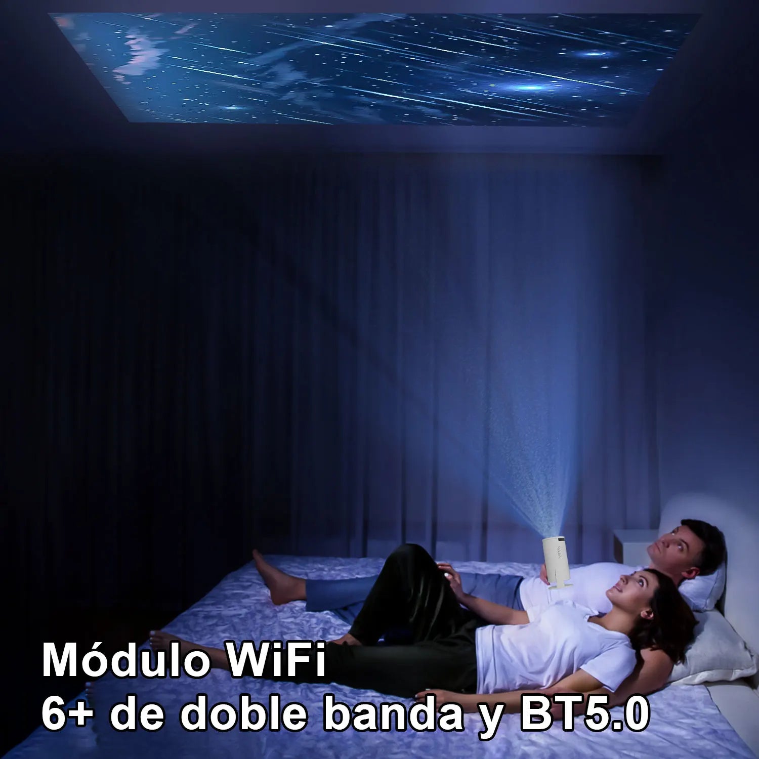 Hoowi Projecteur Portable Freestyle avec WiFi 6 & Bluetooth 5.0, 4K 1080P, Support Rotatif 180°, Contrôle à Distance, Idéal pour Home Cinéma Intérieur/Extérieur