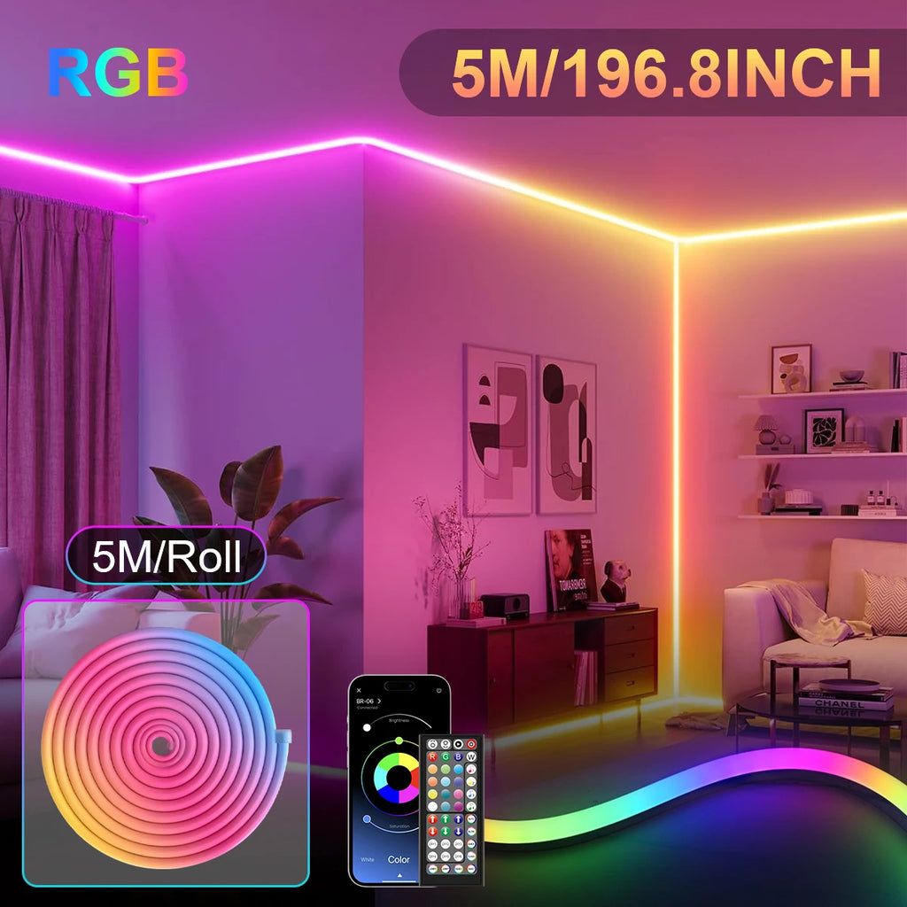 Ruban LED Néon RGB 30M/20M avec application et télécommande, étanche IP65, formes personnalisables, synchronisation musicale, fonction minuterie, pour décoration intérieure et extérieure, maison, fête, bar