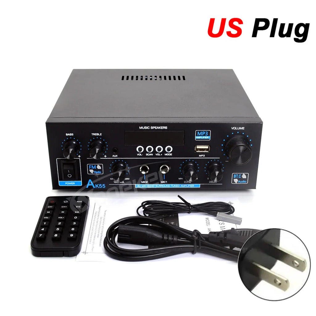 Woopker AK35/AK45/AK45 Pro/AK55 amplificateur numérique amplificateur de son Bluetooth 2 canaux HIFi FM USB amplificateur Audio pour maison voiture karaoké