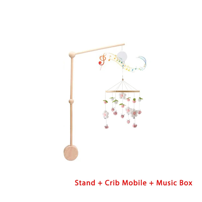 Lit de bébé Mobile en bois, hochet, jouet en feutre doux, ours de dessin animé, support Mobile, boîte à musique pour nouveau-né, cloche de lit, support suspendu