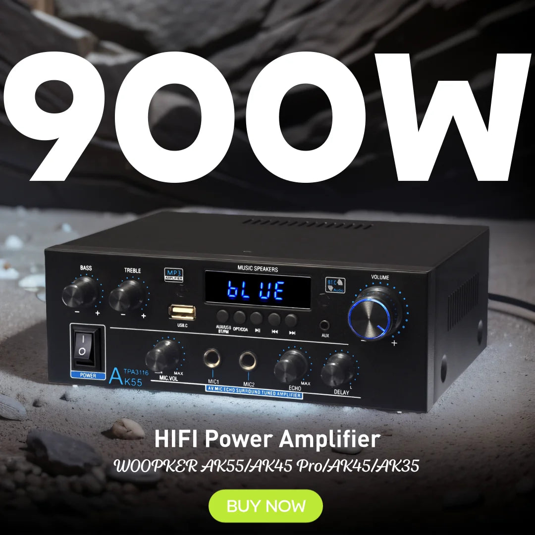 Woopker AK35/AK45/AK45 Pro/AK55 amplificateur numérique amplificateur de son Bluetooth 2 canaux HIFi FM USB amplificateur Audio pour maison voiture karaoké