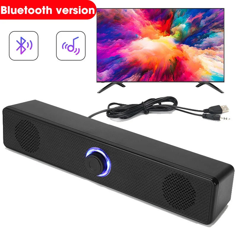 HOMEFISH Barre de son BT5.0, haut-parleur filaire et sans fil double mode, son surround 9D, basses stéréo, anti-interférence pour PC, TV, téléphone, jeux