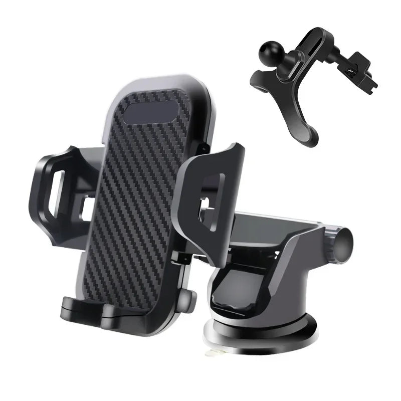 Support Téléphone Voiture 3-en-1 – Grille d'Aération, Ventouse, Universel iPhone & Android