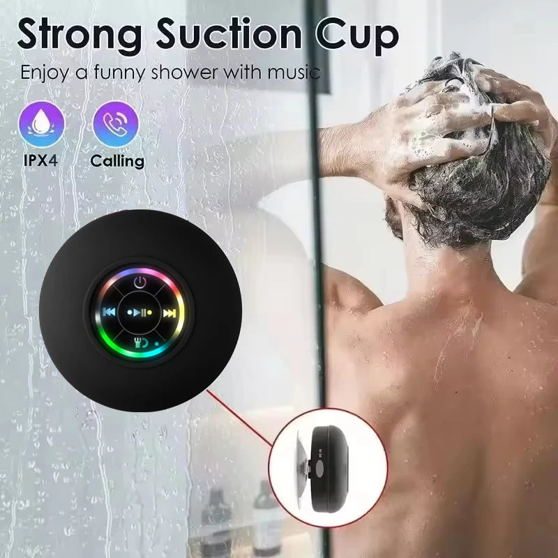 Haut-parleur Bluetooth sans fil Portable, lumière LED, étanche IPX4, salle de bain extérieure, grande ventouse, boîte de son stéréo