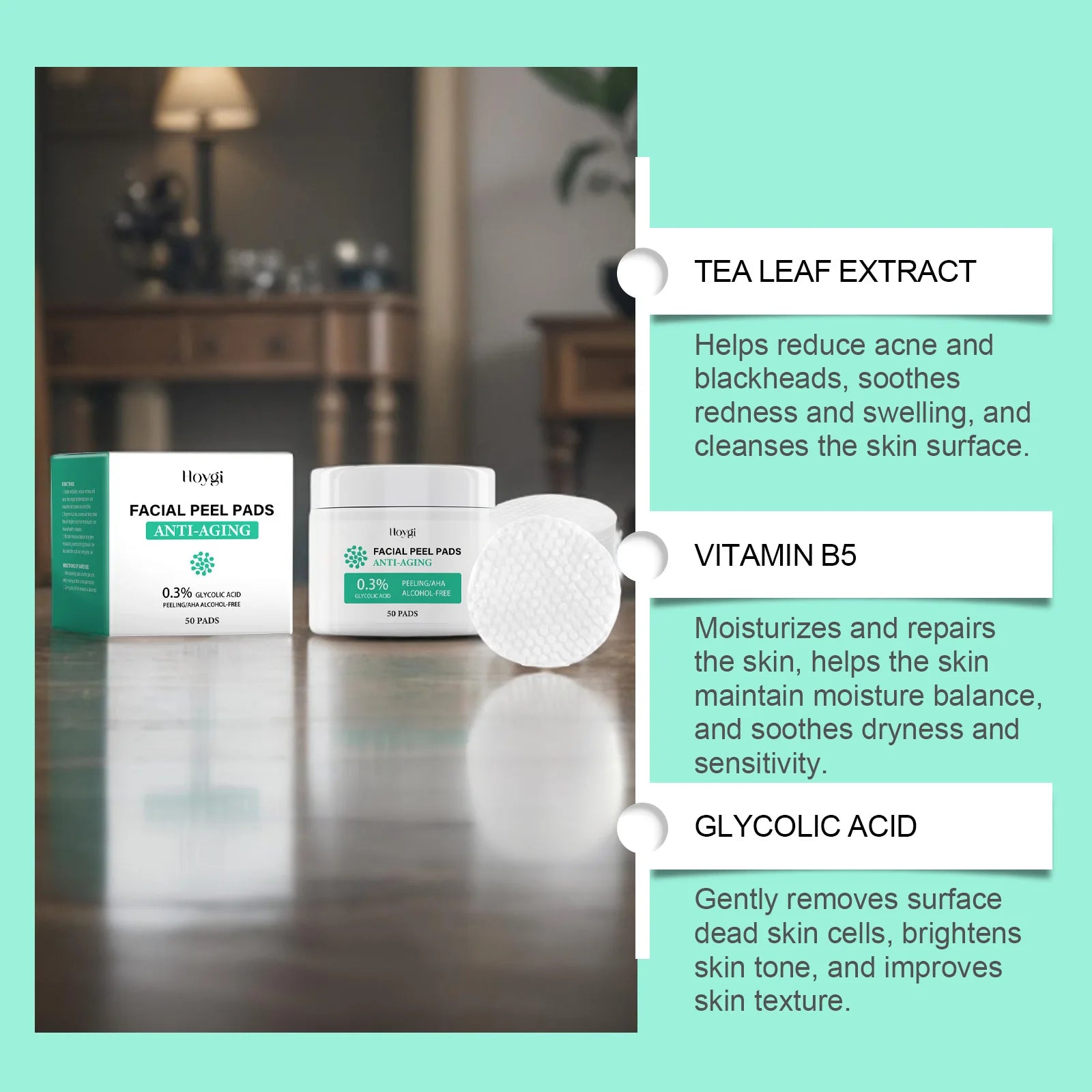 Tampons de coton à l'acide glycolique, rétrécit les Pores, élimination des points noirs, contrôle du sébum, traitement de l'acné, exfoliant, hydratant, soins pour la peau du visage