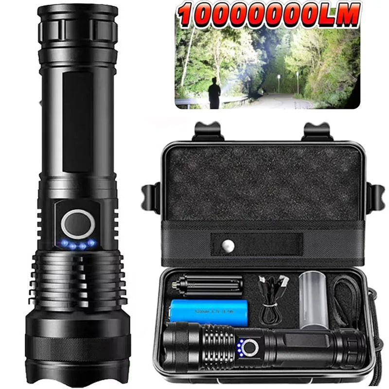 Lampe de Poche Tactique LED Rechargeable – Zoom Télescopique, 5 Modes