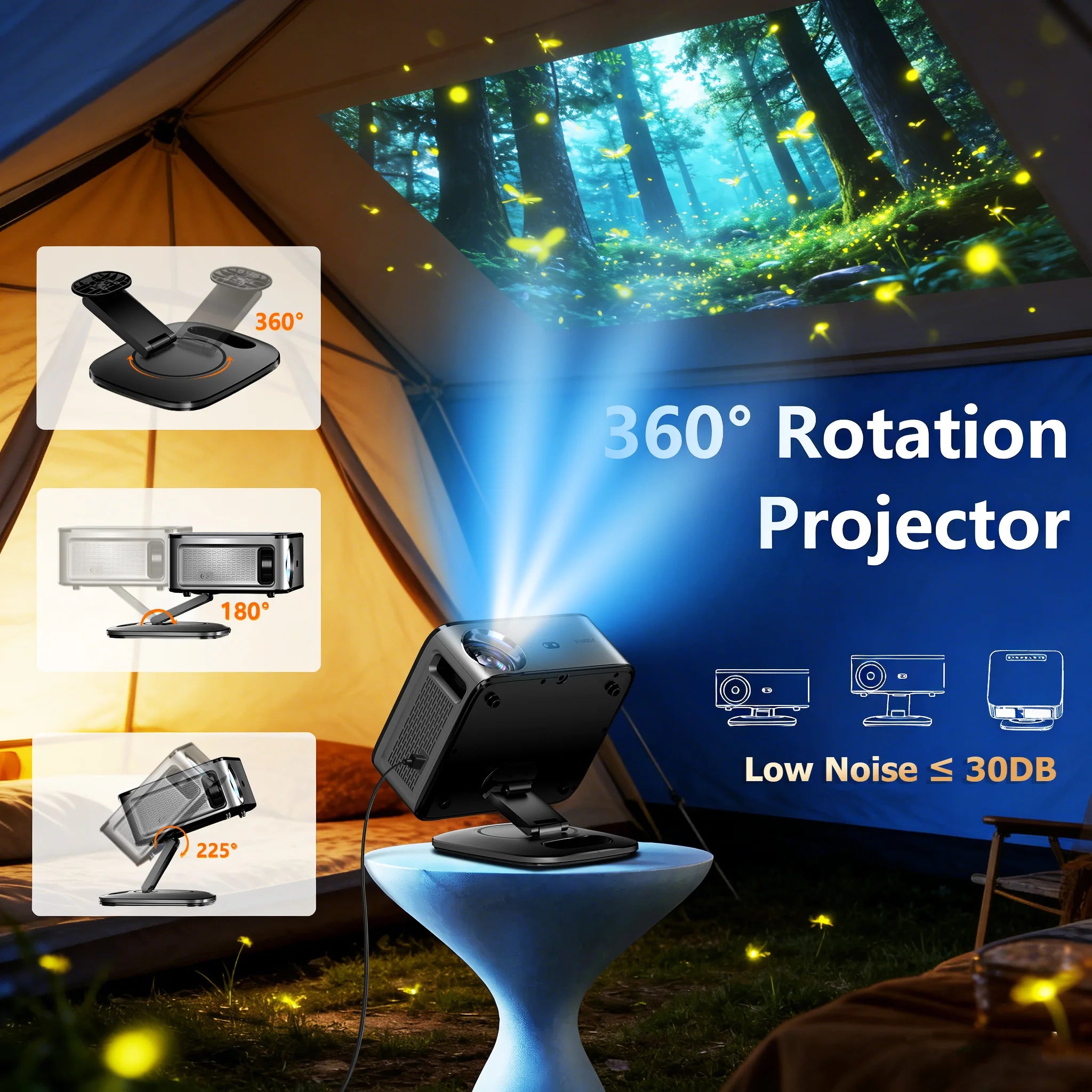 Projecteur de films 4K XIWBSY 2026 42000 Lumens WiFi6 Google TV Projecteur Vidéo BT5.4 Home Cinéma pour Netflix Beamer