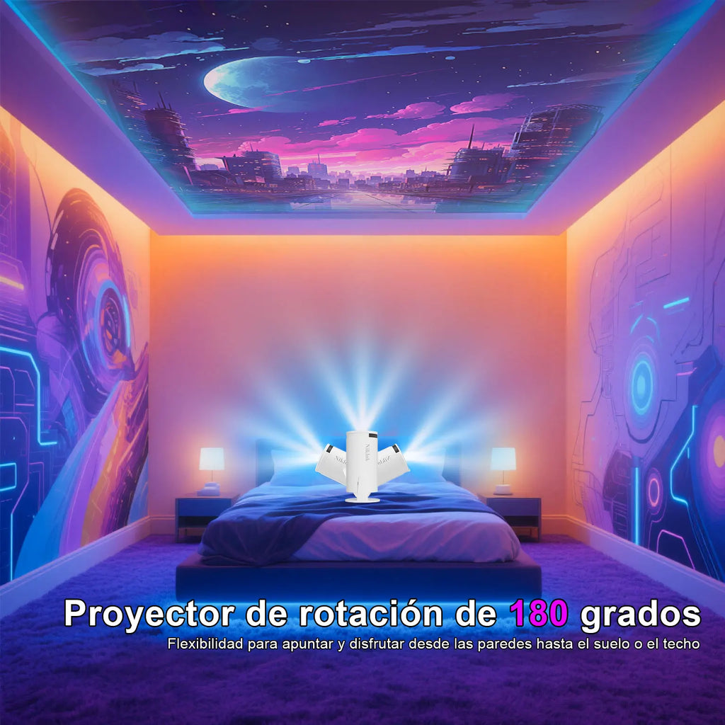 Hoowi Projecteur Portable Freestyle avec WiFi 6 & Bluetooth 5.0, 4K 1080P, Support Rotatif 180°, Contrôle à Distance, Idéal pour Home Cinéma Intérieur/Extérieur