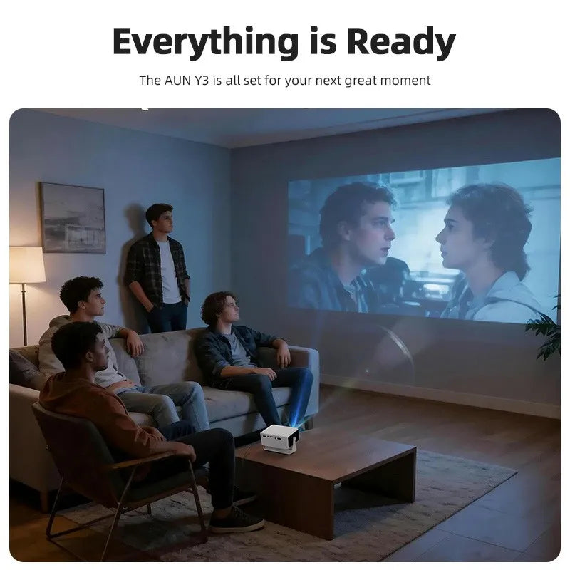 MINI Projector Smart TV AUN Y3 Rotatable Palm Sized Home Theater Cinema VideoProjector Beamer TF USB U Disk for Full HD Wired Mirror IPhone 4K Via HDMI Port Projectors