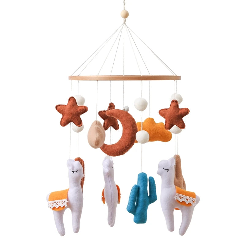 Lit de bébé Mobile en bois, hochet, jouet en feutre doux, ours de dessin animé, support Mobile, boîte à musique pour nouveau-né, cloche de lit, support suspendu