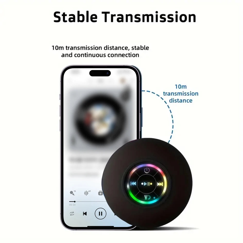 Haut-parleur Bluetooth sans fil Portable, lumière LED, étanche IPX4, salle de bain extérieure, grande ventouse, boîte de son stéréo