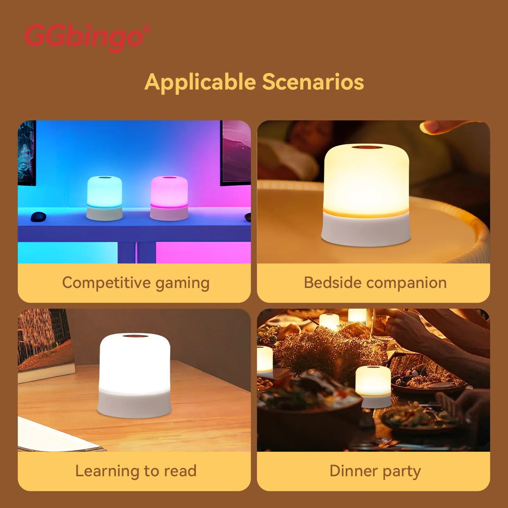 Veilleuse Tactile Rechargeable RGB – Télécommande, 16 Couleurs, Intensité Variable