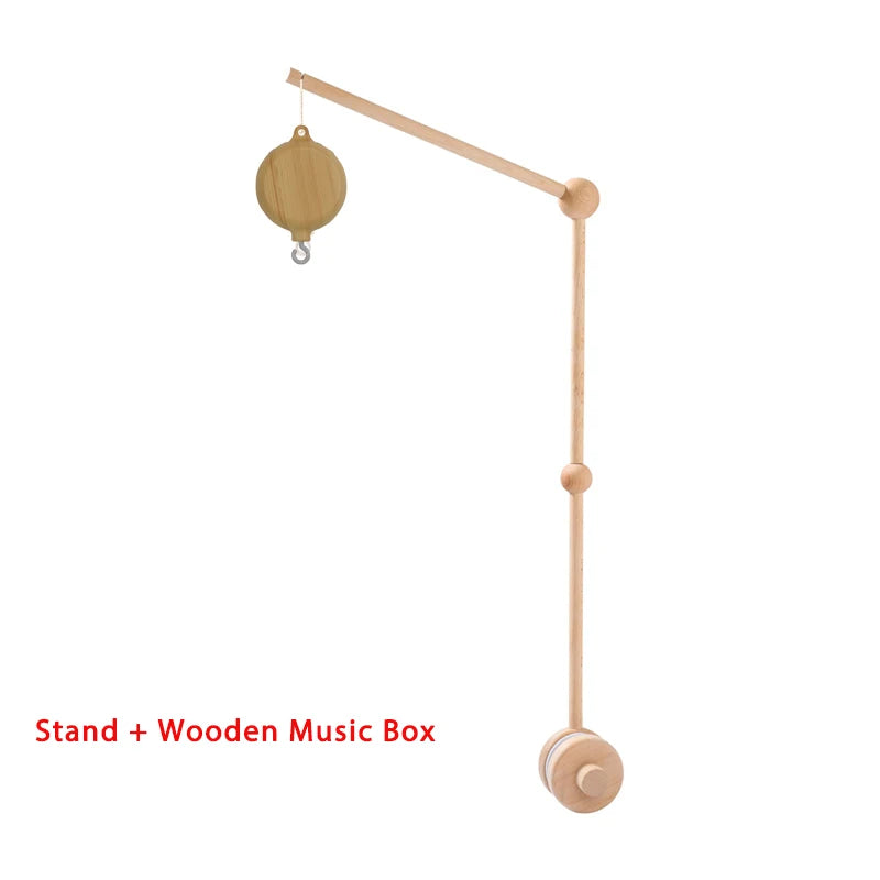 Lit de bébé Mobile en bois, hochet, jouet en feutre doux, ours de dessin animé, support Mobile, boîte à musique pour nouveau-né, cloche de lit, support suspendu