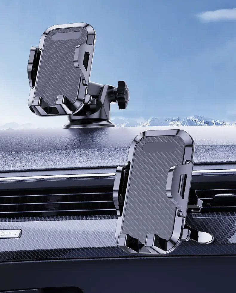 Support Téléphone Voiture 3-en-1 – Grille d'Aération, Ventouse, Universel iPhone & Android