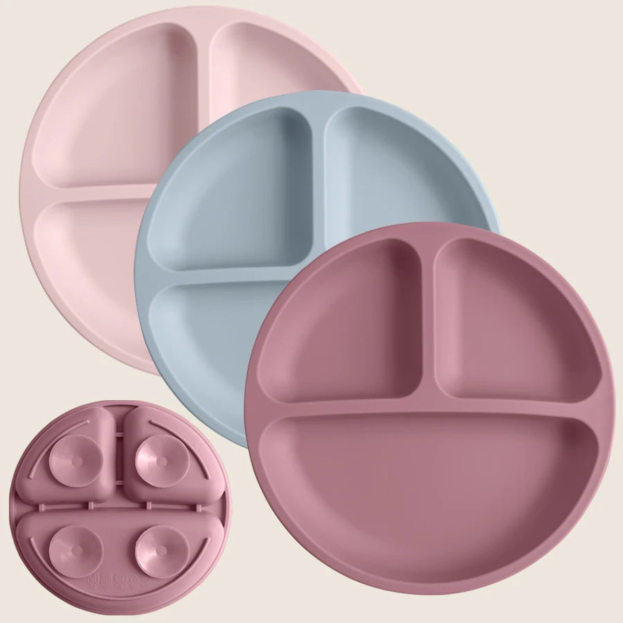 Assiette à manger en Silicone pour bébé, 1 pièce, sans BPA, plats pour enfants, aspiration, vaisselle d'entraînement pour tout-petits, bols d'alimentation pour enfants, articles pour bébés