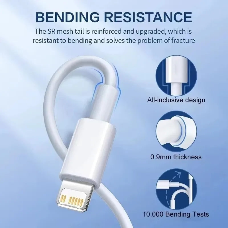 Câble USB de charge rapide 1m 2m 3m pour iPhone 11 12 13 Pro X XR XS Max 6S 7 8 14 Plus SE iPad Air 2 3 câble de chargeur de cordon de données USB