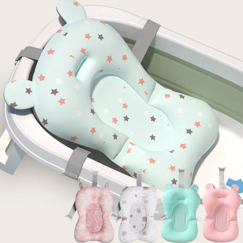 Tapis de bain antidérapant pour bébé, coussin de soutien pliable pour baignoire nouveau-né, oreiller de confort pour le corps, motif dessin animé
