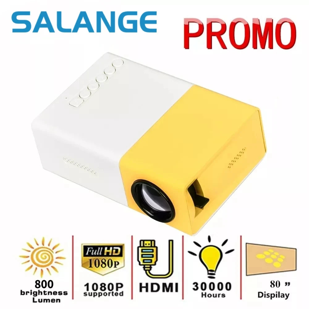 Salange YG300 Mini projecteur LED Yg300 Version améliorée 600 lumens 320x240P HDMI USB Audio lecteur multimédia domestique projecteur