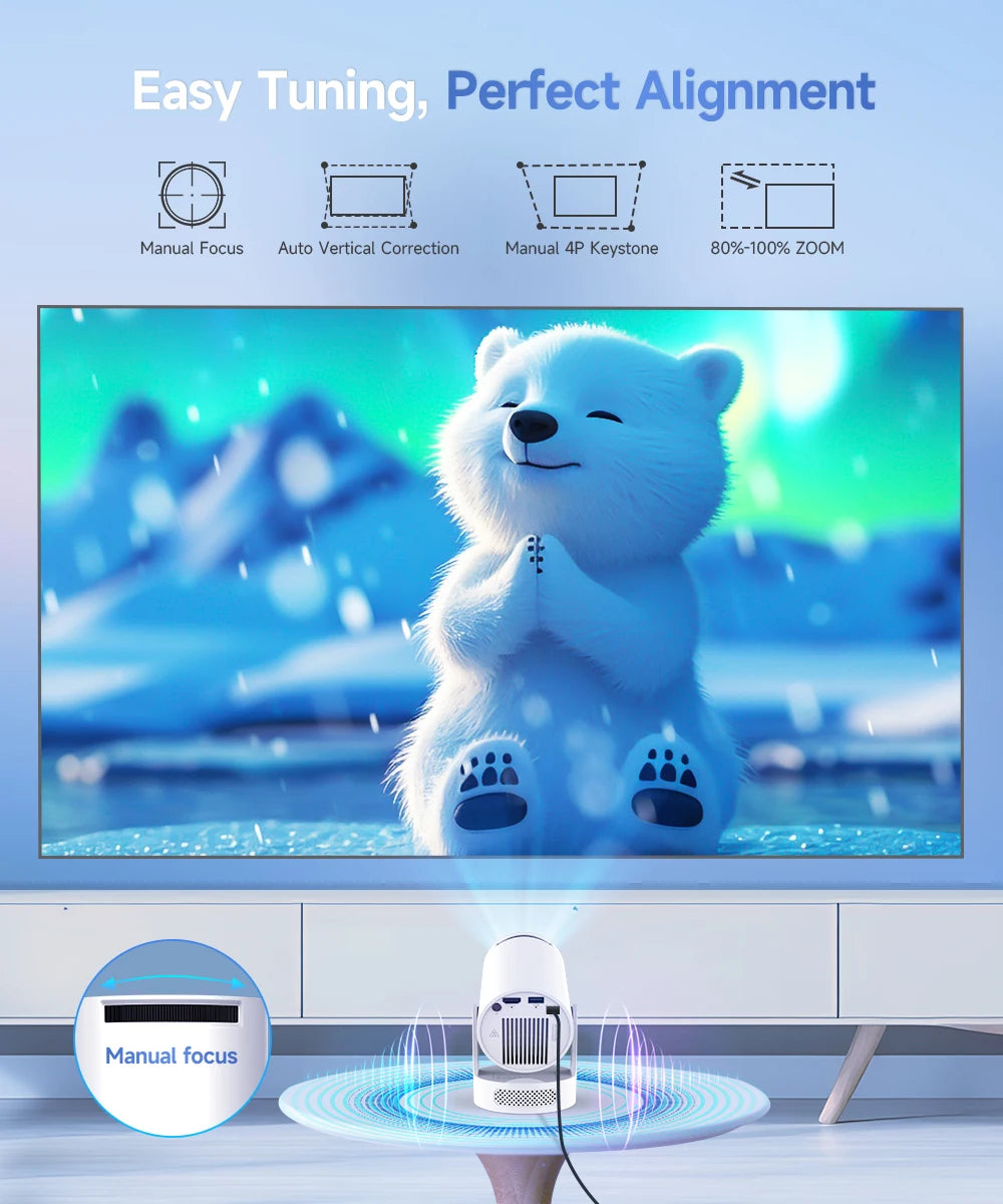 Projecteur portable NovaBeam 8K Android 14, 8000 lumens, WiFi 6, BT5.4, cinéma en plein air, haut-parleur HiFi 5W, prise en charge de la résolution 720P HD