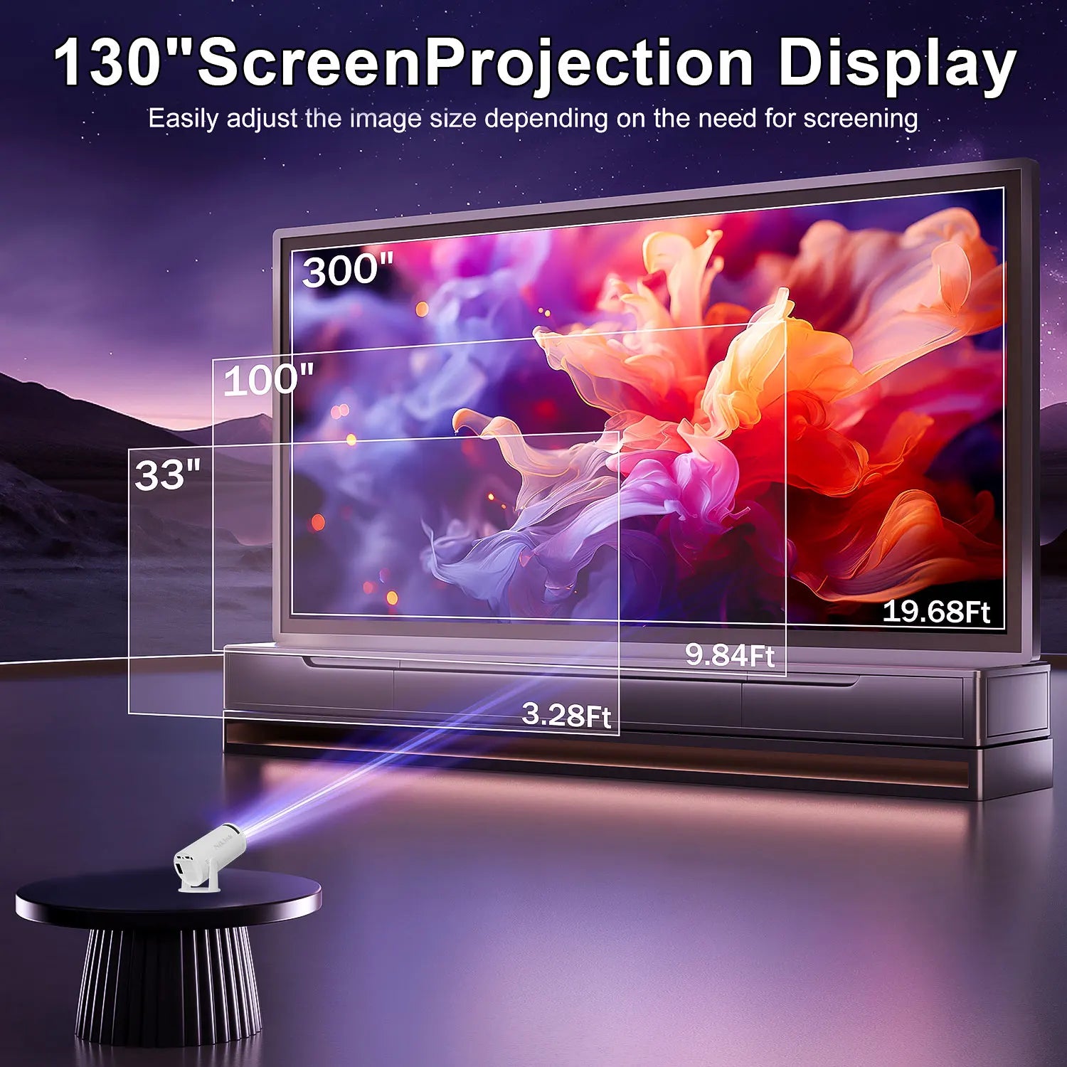 Hoowi Projecteur Portable Freestyle avec WiFi 6 & Bluetooth 5.0, 4K 1080P, Support Rotatif 180°, Contrôle à Distance, Idéal pour Home Cinéma Intérieur/Extérieur