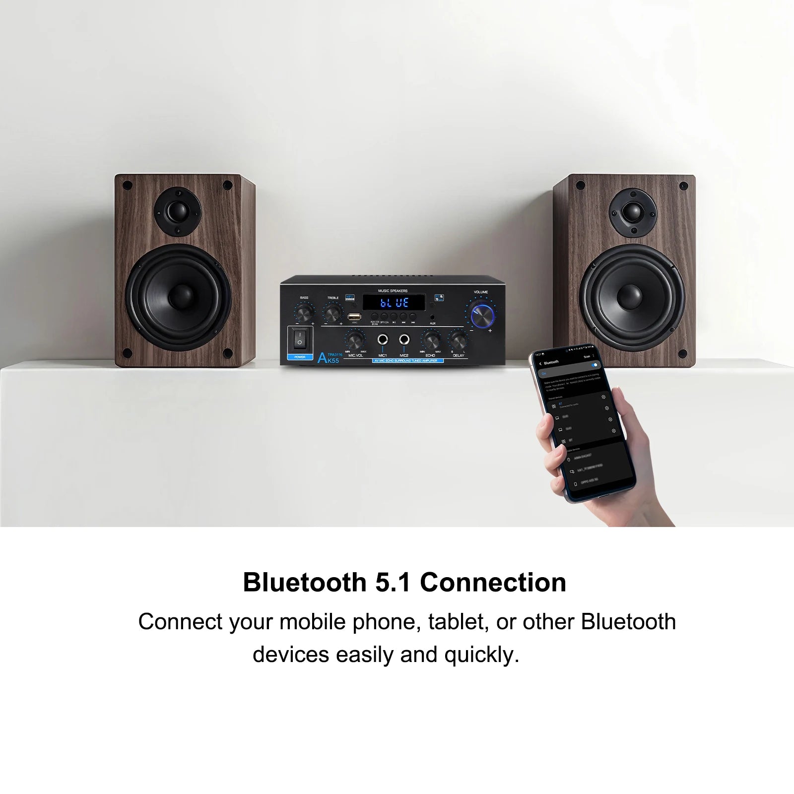 Woopker AK35/AK45/AK45 Pro/AK55 amplificateur numérique amplificateur de son Bluetooth 2 canaux HIFi FM USB amplificateur Audio pour maison voiture karaoké