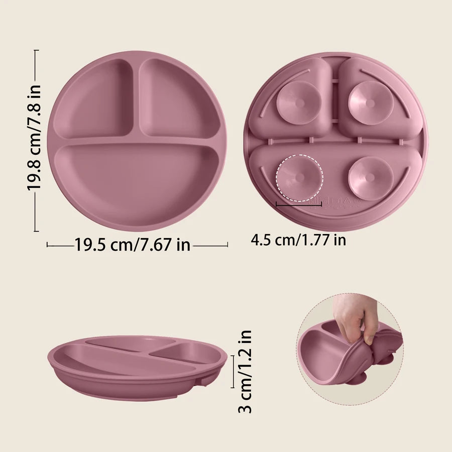 Assiette à manger en Silicone pour bébé, 1 pièce, sans BPA, plats pour enfants, aspiration, vaisselle d'entraînement pour tout-petits, bols d'alimentation pour enfants, articles pour bébés