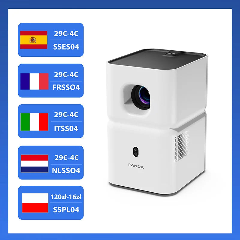 projecteur videoprojecteur projecteur 4k projecteur video PANDA-Projecteur LED Full HD 4K 1280x720P, Android, WiFi 6, pour home cinéma, téléphone, PF03