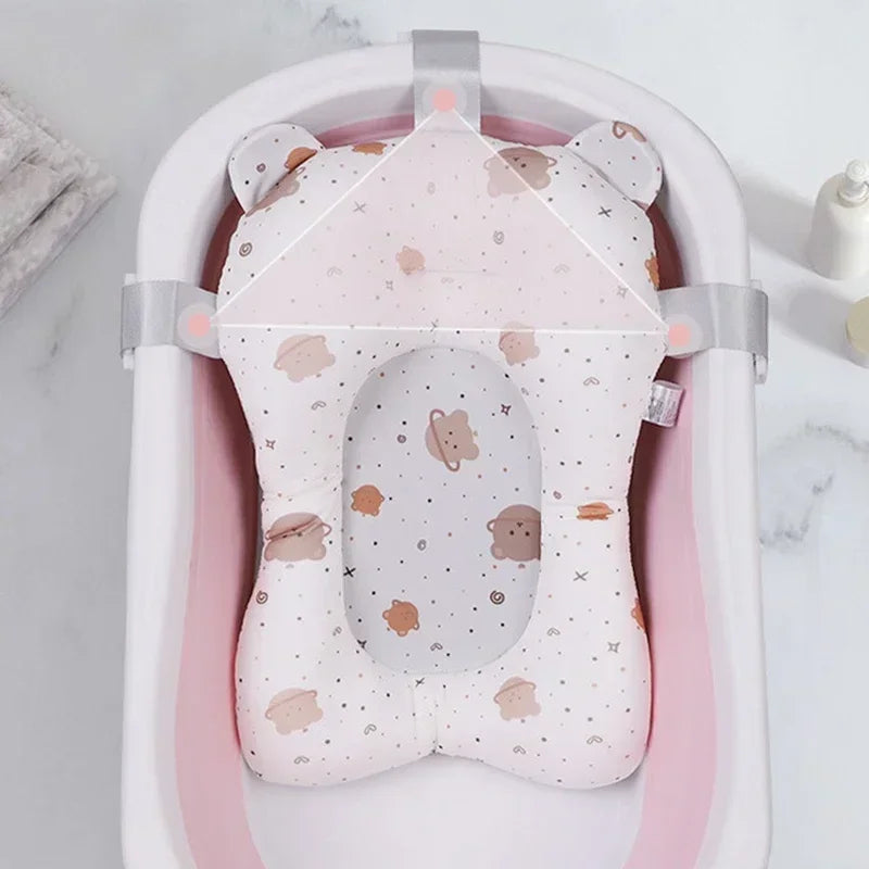 Tapis de bain antidérapant pour bébé, coussin de soutien pliable pour baignoire nouveau-né, oreiller de confort pour le corps, motif dessin animé