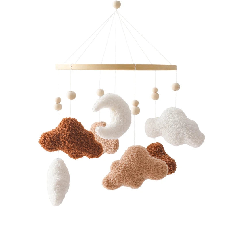 Lit de bébé Mobile en bois, hochet, jouet en feutre doux, ours de dessin animé, support Mobile, boîte à musique pour nouveau-né, cloche de lit, support suspendu