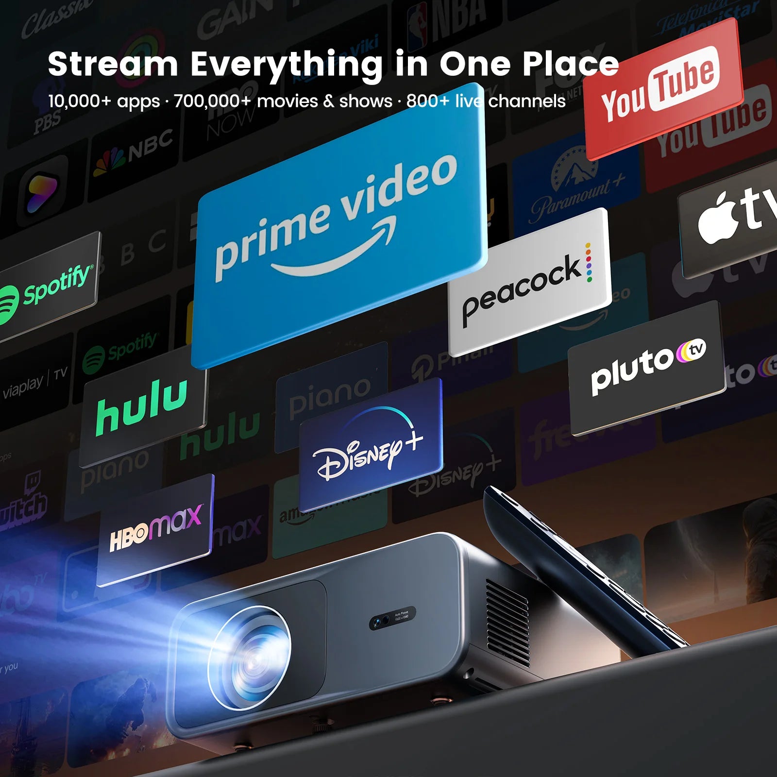 Projecteur Wimius 4K 1200ANSI Google TV BT5.2 projecteurs Full HD 1080P Keyston Beamer 20W haut-parleurs projecteur Laser Home cinéma