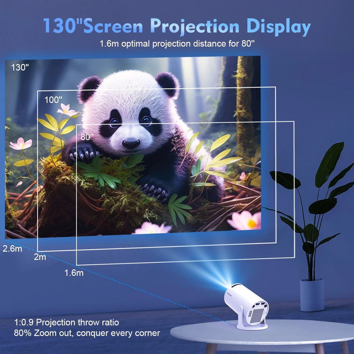 Mini projecteur Magcubic prenant en charge la résolution 8K 720P avec Wi-Fi 6 double bande 5G sans fil, Android 14, 290 ANSI 180 °   Vidéo rotative HY300 Pro