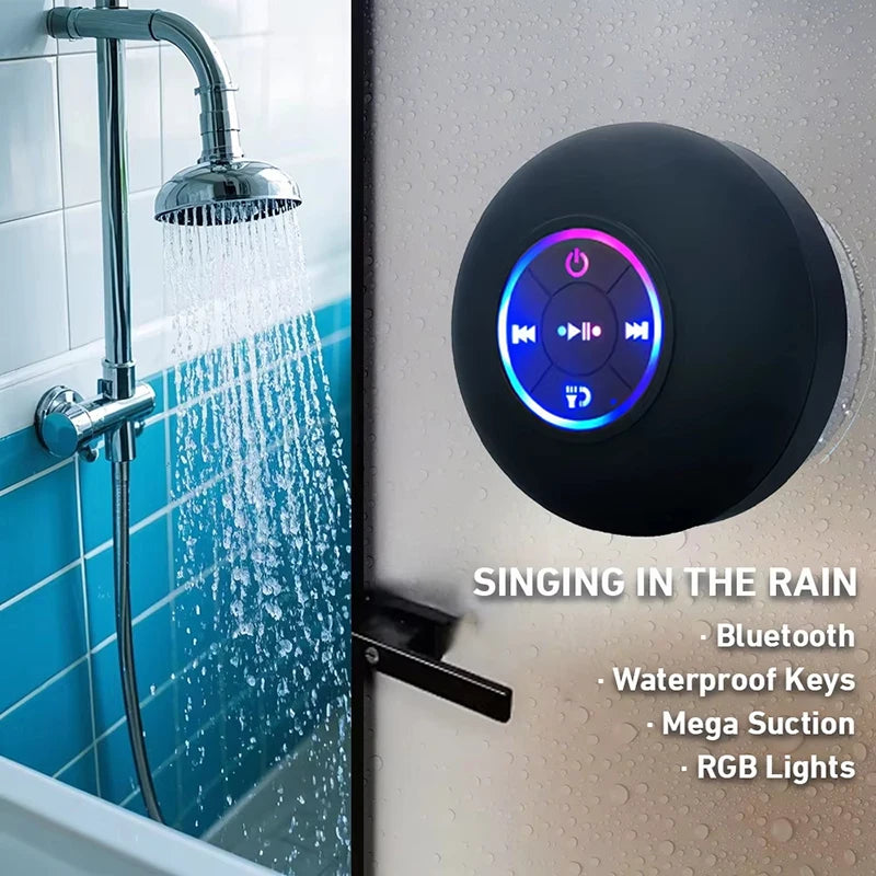 Haut-parleur Bluetooth sans fil Portable, lumière LED, étanche IPX4, salle de bain extérieure, grande ventouse, boîte de son stéréo