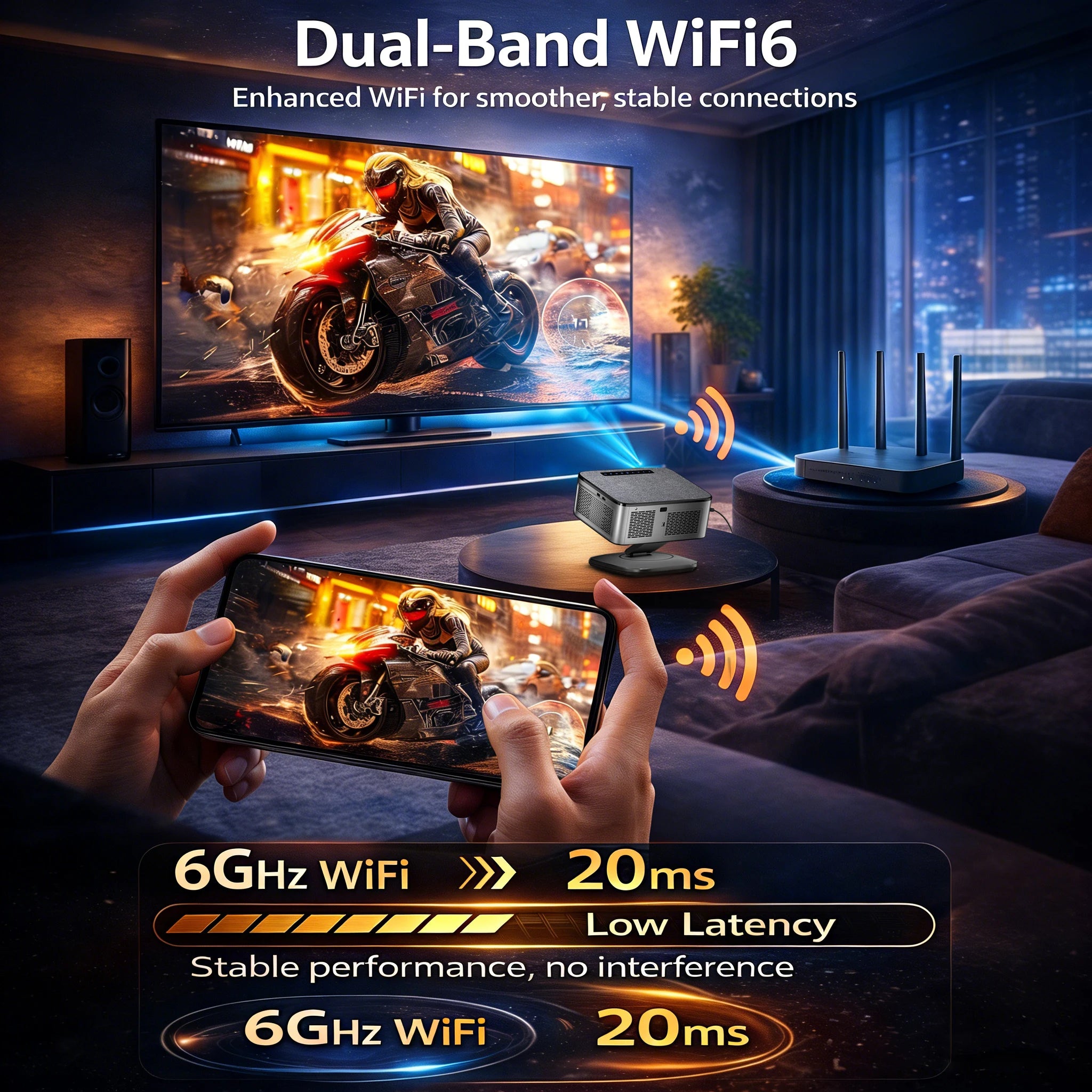 Projecteur de films 4K XIWBSY 2026 42000 Lumens WiFi6 Google TV Projecteur Vidéo BT5.4 Home Cinéma pour Netflix Beamer
