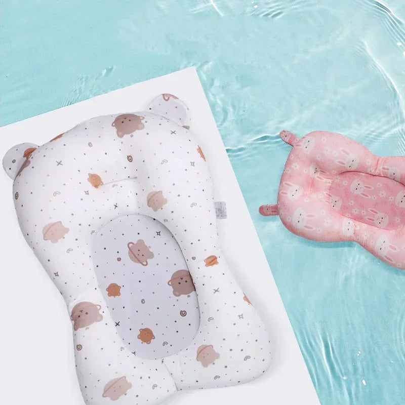 Tapis de bain antidérapant pour bébé, coussin de soutien pliable pour baignoire nouveau-né, oreiller de confort pour le corps, motif dessin animé
