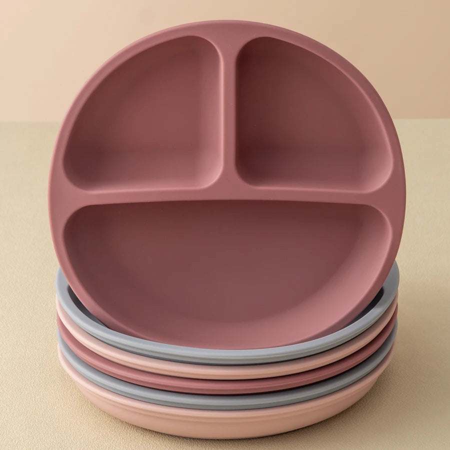 Assiette à manger en Silicone pour bébé, 1 pièce, sans BPA, plats pour enfants, aspiration, vaisselle d'entraînement pour tout-petits, bols d'alimentation pour enfants, articles pour bébés