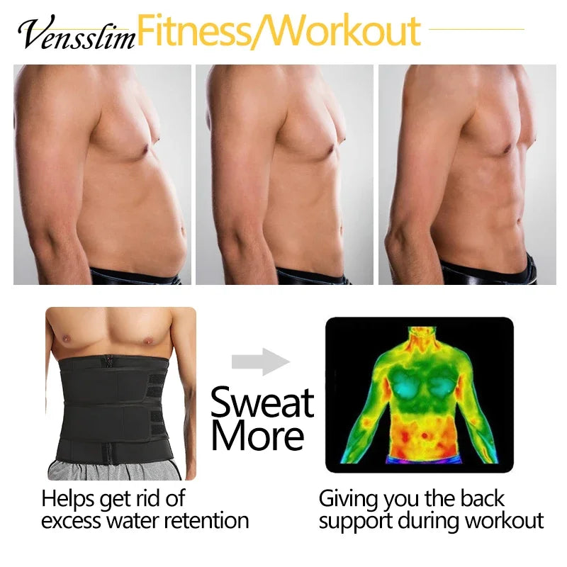 Vensslim hommes taille formateur corps Shapers minceur ceinture gaine perte de poids ventre Cinchers entraînement tondeuse Corset Sauna sueur sangle