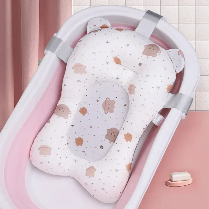 Tapis de bain antidérapant pour bébé, coussin de soutien pliable pour baignoire nouveau-né, oreiller de confort pour le corps, motif dessin animé