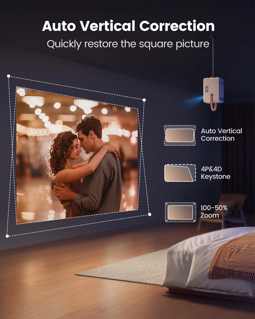 TOPTRO projecteur Android 9.0 1080P 380ANSI projecteur Portable 1280*720P Auto Keystone mise au point électrique batterie intégrée Home cinéma