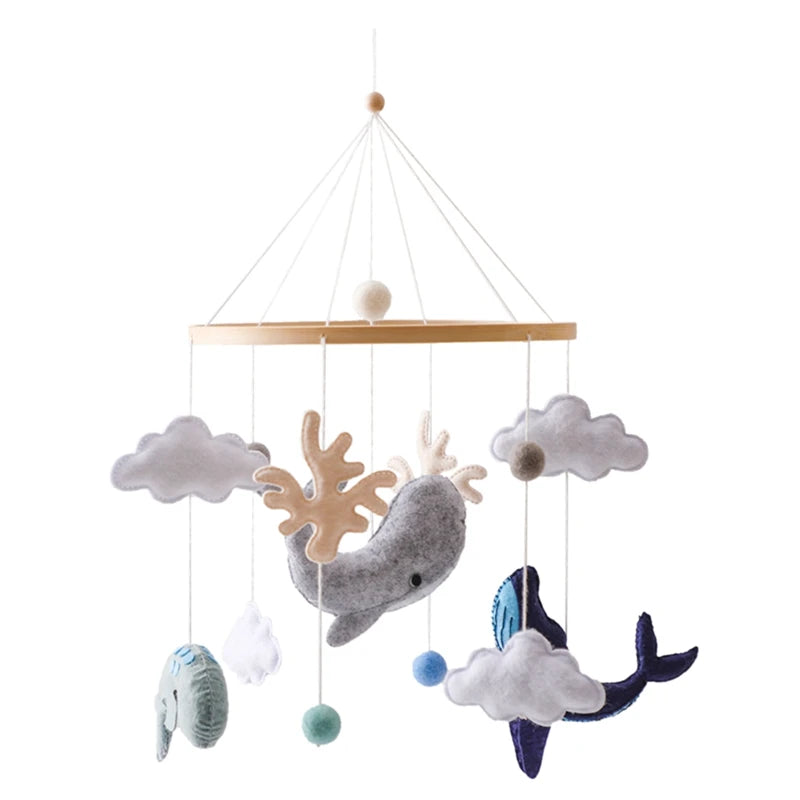 Lit de bébé Mobile en bois, hochet, jouet en feutre doux, ours de dessin animé, support Mobile, boîte à musique pour nouveau-né, cloche de lit, support suspendu
