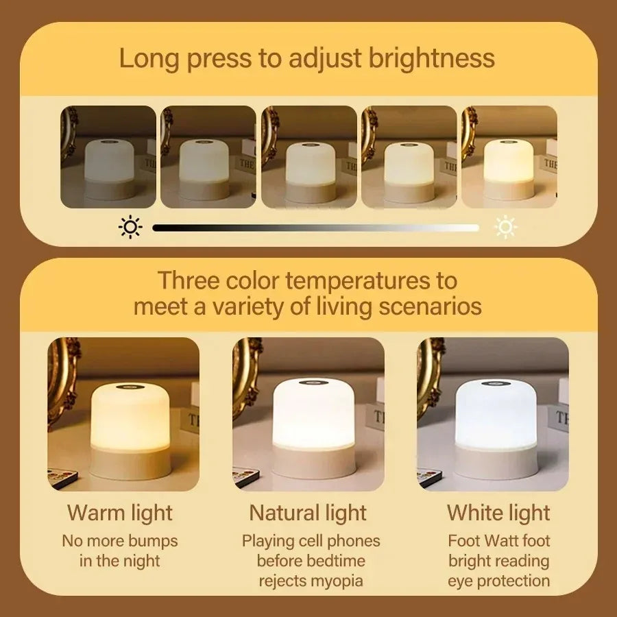 Veilleuse Tactile Rechargeable RGB – Télécommande, 16 Couleurs, Intensité Variable
