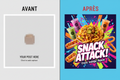 Avant/Après - Pack Communication Snack généré par IA