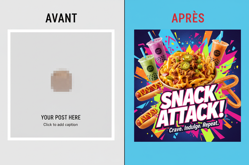 Avant/Après - Pack Communication Snack généré par IA
