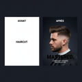 Avant/Après - Pack Communication Coiffeur Homme style réseaux sociaux